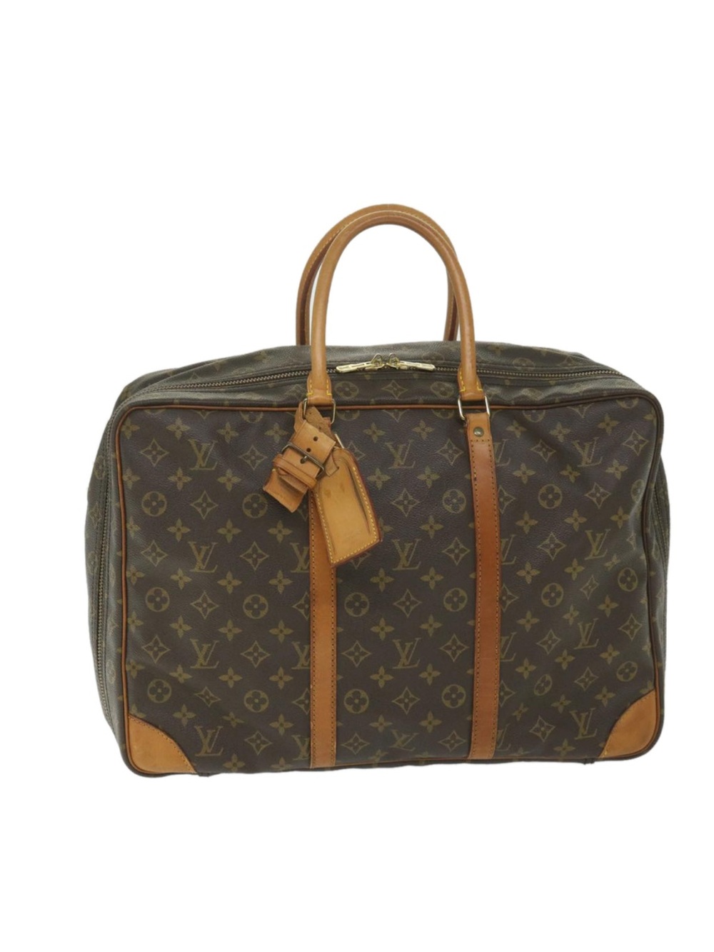 VINTAGE Louis Vuitton CLASSIC Brown Monogram Travel Bag with Tan Trim